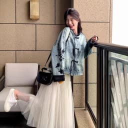 Chic Denim Jacket Women's Outwear 2026 Spring Autumn New Chinese Loose Embroidered Plus Size 3XL Jeans Short Coat Tops