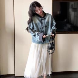 Chic Denim Jacket Women's Outwear 2026 Spring Autumn New Chinese Loose Embroidered Plus Size 3XL Jeans Short Coat Tops