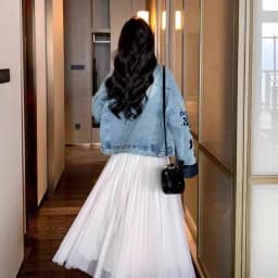 Chic Denim Jacket Women's Outwear 2026 Spring Autumn New Chinese Loose Embroidered Plus Size 3XL Jeans Short Coat Tops