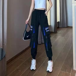 Big Pockets Cargo Pants Women High Waist Ankle-length Trousers Female Casual Basic Loose Streetwear Hip Hop Joggers Pants