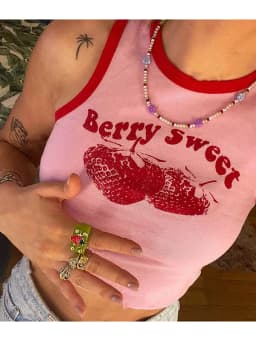 2024 Pink Print Y2k Tank Top Summer Off Shoulder O Neck Sleeveless Fashion 90s Vintage Crop Tops Women Casual Sexy
