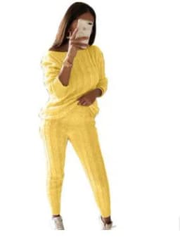 Plus Size 5XL Knitted Tracksuit Women Casual  Sexy O-neck Off Shoulder  Long Sleeve Sweater Slim Pencil Pants Suit Two Piece Set