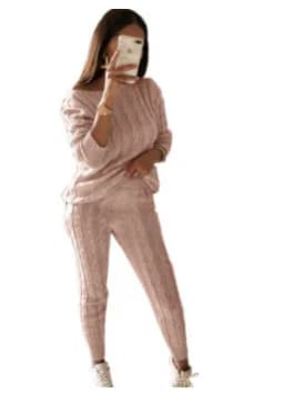 Plus Size 5XL Knitted Tracksuit Women Casual  Sexy O-neck Off Shoulder  Long Sleeve Sweater Slim Pencil Pants Suit Two Piece Set