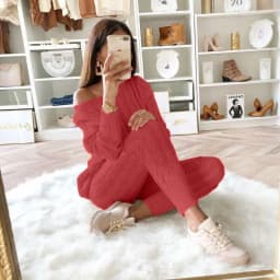 Plus Size 5XL Knitted Tracksuit Women Casual  Sexy O-neck Off Shoulder  Long Sleeve Sweater Slim Pencil Pants Suit Two Piece Set