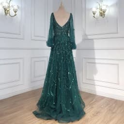Women Bohemian Dress with V-neck Lantern Long Sleeves Lace Mesh Sequins Beaded Slim Fit  Soft Pleats Elegant for Party Banquets