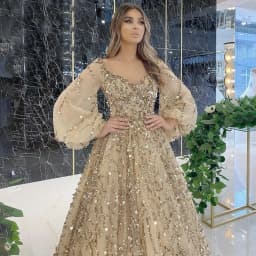 Women Bohemian Dress with V-neck Lantern Long Sleeves Lace Mesh Sequins Beaded Slim Fit  Soft Pleats Elegant for Party Banquets