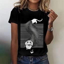 Women's Funny 3D Animal Print T Shirts Causal Short Sleeve Tops Girls Kawaii Clothes Female Fashion Cat Dog Pattern Tees Ladies