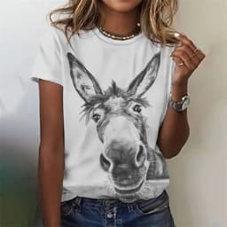 Women's Funny 3D Animal Print T Shirts Causal Short Sleeve Tops Girls Kawaii Clothes Female Fashion Cat Dog Pattern Tees Ladies