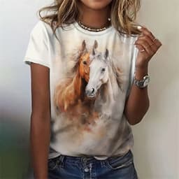 Women's Funny 3D Animal Print T Shirts Causal Short Sleeve Tops Girls Kawaii Clothes Female Fashion Cat Dog Pattern Tees Ladies