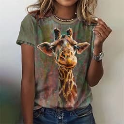 Women's Funny 3D Animal Print T Shirts Causal Short Sleeve Tops Girls Kawaii Clothes Female Fashion Cat Dog Pattern Tees Ladies