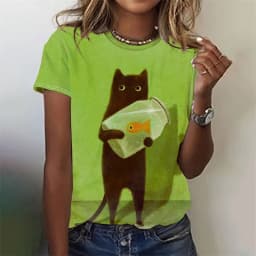 Women's Funny 3D Animal Print T Shirts Causal Short Sleeve Tops Girls Kawaii Clothes Female Fashion Cat Dog Pattern Tees Ladies