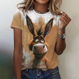 Women's Funny 3D Animal Print T Shirts Causal Short Sleeve Tops Girls Kawaii Clothes Female Fashion Cat Dog Pattern Tees Ladies