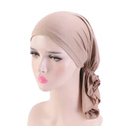 Elastic Women Modal Cotton Ruffle Turban Caps Muslim Headscarf Bonnet Pre-Tied Hijab Headwrap Cap Soft Lady Hair Loss Chemo Cap