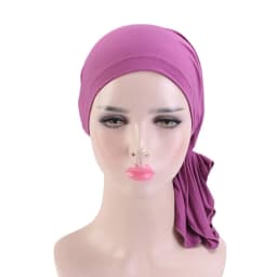 Elastic Women Modal Cotton Ruffle Turban Caps Muslim Headscarf Bonnet Pre-Tied Hijab Headwrap Cap Soft Lady Hair Loss Chemo Cap