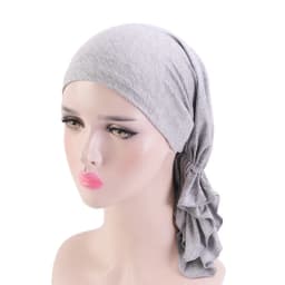 Elastic Women Modal Cotton Ruffle Turban Caps Muslim Headscarf Bonnet Pre-Tied Hijab Headwrap Cap Soft Lady Hair Loss Chemo Cap