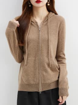Hooded Sweatshirt Cardigan Fashion Womens Clothing Cardigans Zip Hoodie Fall Winter 100% Merino Wool Warm Sweaters Knitwears y2k