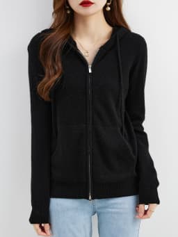 Hooded Sweatshirt Cardigan Fashion Womens Clothing Cardigans Zip Hoodie Fall Winter 100% Merino Wool Warm Sweaters Knitwears y2k