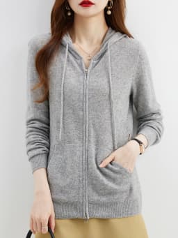 Hooded Sweatshirt Cardigan Fashion Womens Clothing Cardigans Zip Hoodie Fall Winter 100% Merino Wool Warm Sweaters Knitwears y2k