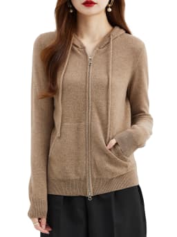 Hooded Sweatshirt Cardigan Fashion Womens Clothing Cardigans Zip Hoodie Fall Winter 100% Merino Wool Warm Sweaters Knitwears y2k