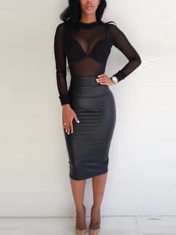 2024 Sexy Women Blouses See Through Transparent Mesh Stand Neck Long Sleeve Sheer Blouse Shirt Ladies Tops Tee