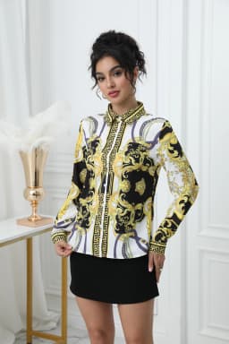 Fashion France Style Ladies Shirts New Elegant Women Blouses Fashion Printed Long Sleeve Button-Down Tops Blusa Mujer