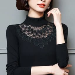 Lace Women's Long Sleeves Large Elastic Shirt Blusas Clothes for Women Tops Shirts Blouses