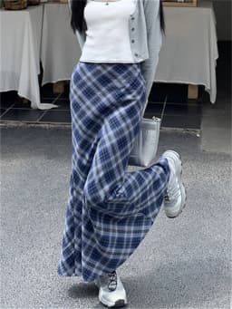 Alien Kitty Women Trumpets Summer Plaid Long Skirts 2023 Slim Chic High Waist Casual Office Lady Streetwear Vintage Mermaid OL