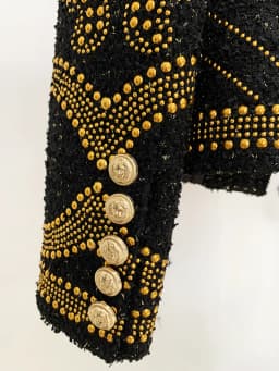 HIGH STREET Newest 2026 F/W Designer Jacket Women's Stunning Metal Rivet Beaded Tweed Jacket