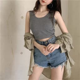 Black Knitted Round Neck Women T-shirt Sexy Sleeveless Camisole Crop Top Woman Tight Stretch Tank Top Ladies Tee Top Streetwear