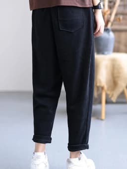 Amax LuluE Womens Retro Solid Color Straight Harem Pants Females Winter Korean Fashion Fitness 2024 High Waist Casual Trousers