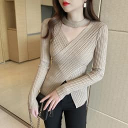 2025 Women Spring Halter Neck Sweater Slim Stretch Sexy Pullovers Long Sleeve Good Quality Women Fashion Sweater Tops