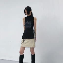 Karrcat Yamamoto Style Black Tank Top Grunge Gothic Turtleneck Tops Cyber Y2k Chic Designer Clothes Dark Aesthetic Streetwear