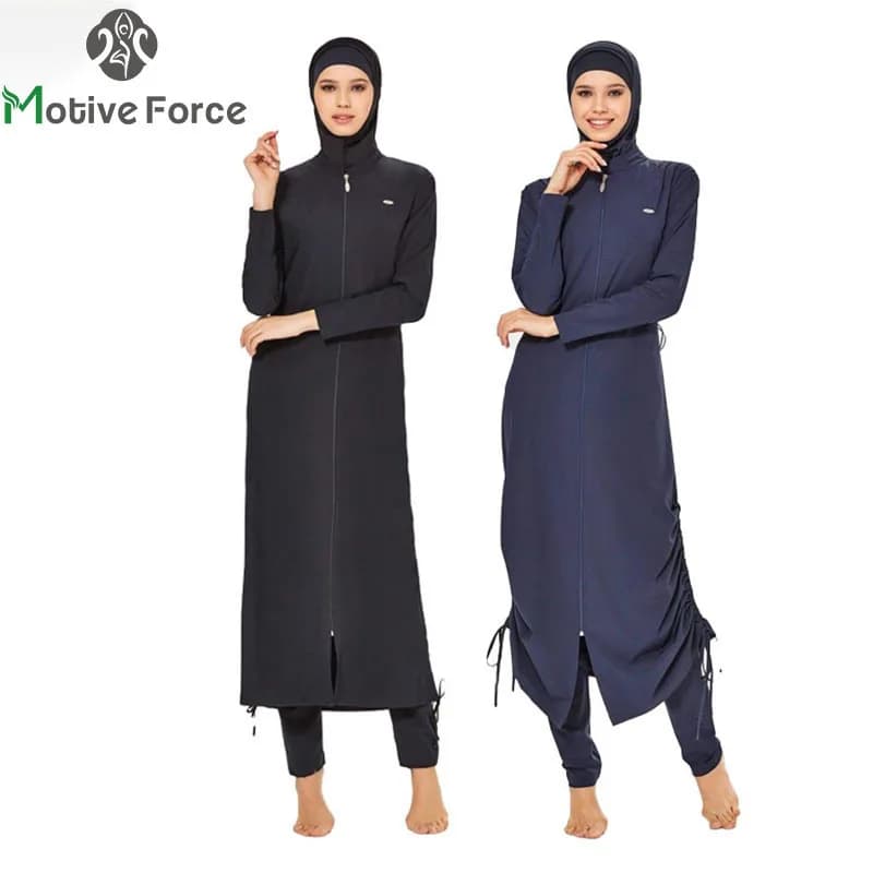 3PCS Muslim Modest Burkini Femmes Swimwear Swimsuit For Women Abayas Hijab Islamic Long Sleeve Full Cover Ups Swimming Suit Swim