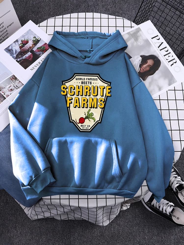 World Famous Beets Schrute Farms Crop Printing Prints Sweatshirt Women'S Warm Softsportshirt Casual Hoodies Loose Female Tops