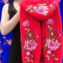 Women's Autumn And Winter Online Celebrity Explosions Embroidered Flowers Chinese Style Mink Wool Hooded Elastic Cardigan Coat