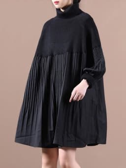 Amax luluE 2024 Womens Korean Patchwork Elegant Sweaters Winter Turtleneck Design Loose Jumpers Leisure Solid Vintage Pullover