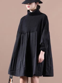 Amax luluE 2024 Womens Korean Patchwork Elegant Sweaters Winter Turtleneck Design Loose Jumpers Leisure Solid Vintage Pullover