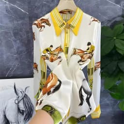 FANIECES Plus Size 3XL Giraffe Print Women Shirts Long Sleeve Lapel Satin Blouse Spring Female Tops Elegant Office Ladies Blusas