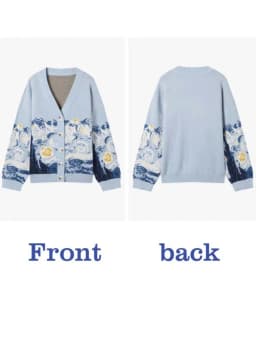 Winter Cardigan for Women 2026 Designer Knitted Sweater Coat Female New Fashion Printing Thick V-neck Casual Oversize Jumpers