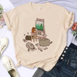 Y2k 90s Cute Cat Shirt Women Funny Cartoon T Shirt Harajuku Graphic Ulzzang T-shirt Aesthetic Tshirt Top Tee Female T-shirts