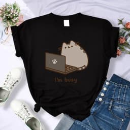 Y2k 90s Cute Cat Shirt Women Funny Cartoon T Shirt Harajuku Graphic Ulzzang T-shirt Aesthetic Tshirt Top Tee Female T-shirts