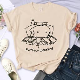 Y2k 90s Cute Cat Shirt Women Funny Cartoon T Shirt Harajuku Graphic Ulzzang T-shirt Aesthetic Tshirt Top Tee Female T-shirts