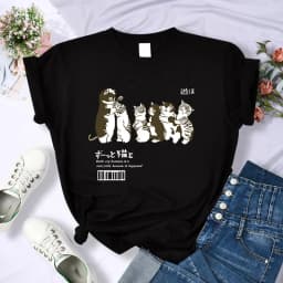 Y2k 90s Cute Cat Shirt Women Funny Cartoon T Shirt Harajuku Graphic Ulzzang T-shirt Aesthetic Tshirt Top Tee Female T-shirts