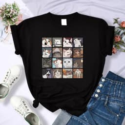 Y2k 90s Cute Cat Shirt Women Funny Cartoon T Shirt Harajuku Graphic Ulzzang T-shirt Aesthetic Tshirt Top Tee Female T-shirts