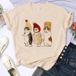 Y2k 90s Cute Cat Shirt Women Funny Cartoon T Shirt Harajuku Graphic Ulzzang T-shirt Aesthetic Tshirt Top Tee Female T-shirts