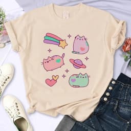 Y2k 90s Cute Cat Shirt Women Funny Cartoon T Shirt Harajuku Graphic Ulzzang T-shirt Aesthetic Tshirt Top Tee Female T-shirts