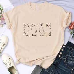 Y2k 90s Cute Cat Shirt Women Funny Cartoon T Shirt Harajuku Graphic Ulzzang T-shirt Aesthetic Tshirt Top Tee Female T-shirts