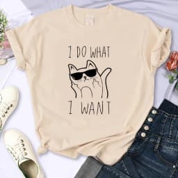 Y2k 90s Cute Cat Shirt Women Funny Cartoon T Shirt Harajuku Graphic Ulzzang T-shirt Aesthetic Tshirt Top Tee Female T-shirts