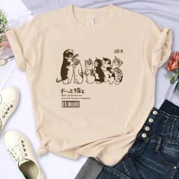 Y2k 90s Cute Cat Shirt Women Funny Cartoon T Shirt Harajuku Graphic Ulzzang T-shirt Aesthetic Tshirt Top Tee Female T-shirts