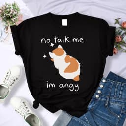 Y2k 90s Cute Cat Shirt Women Funny Cartoon T Shirt Harajuku Graphic Ulzzang T-shirt Aesthetic Tshirt Top Tee Female T-shirts